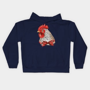 Rooster with a Red Bow Kids Hoodie